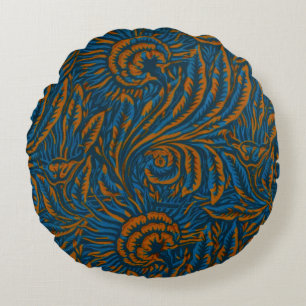 Cojín Redondo Hoja Botánica de Acanto de estilo William Morris V