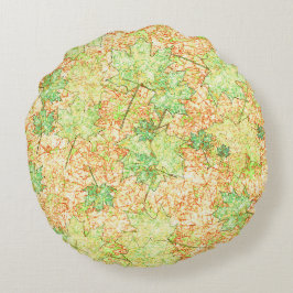 Cojín Redondo Hoja de accionamiento abstracta en suelo rayado, e