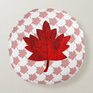 Cojín Redondo Hoja de arce de Canadá por Shirley Taylor