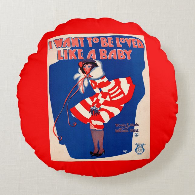 Cojín Redondo Hoja de canciones de los años 1920 que quiero ser  (Anverso)