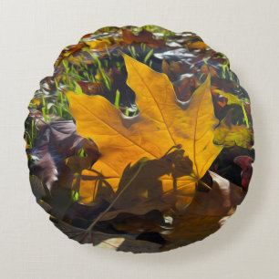 Cojín Redondo Hoja de otoño al sol