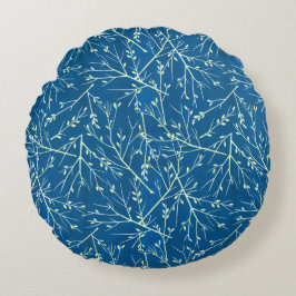 Cojín Redondo Hojas botánicas de estilo vintage