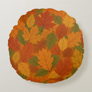 Cojín Redondo Hojas clásicas de otoño con patrón