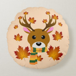 Cojín Redondo Hojas de arce de ciervo de otoño