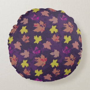 Cojín Redondo Hojas de calabaza muertas de morado