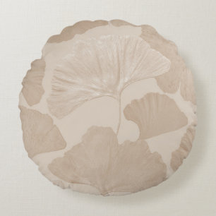 Cojín Redondo Hojas de Ginkgo Sueño Beige 2
