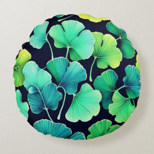 Cojín Redondo hojas de Ginko biloba