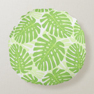 Cojín Redondo Hojas de la planta tropical - modelo de Monstera