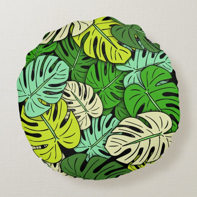 Cojín Redondo Hojas de Monstera #3 (Reverso)