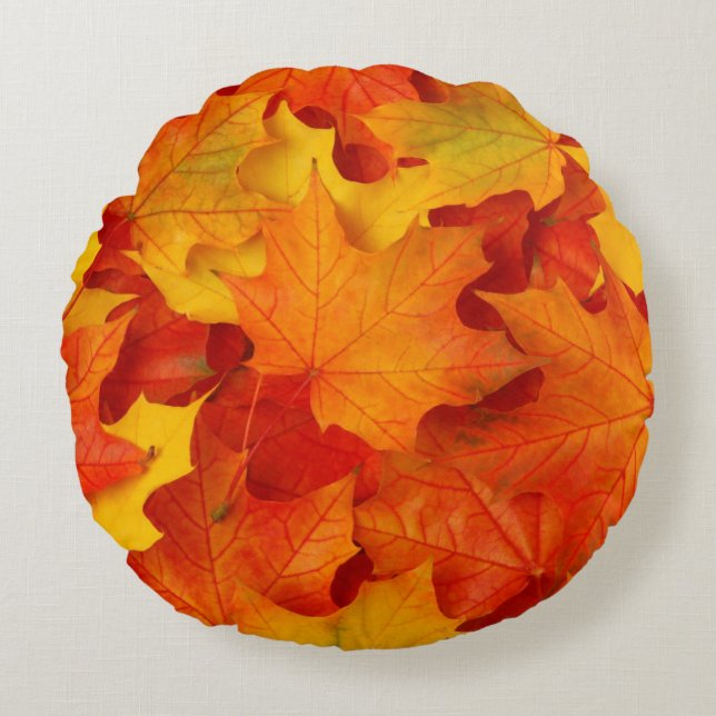 Cojín Redondo Hojas de otoño (Anverso)