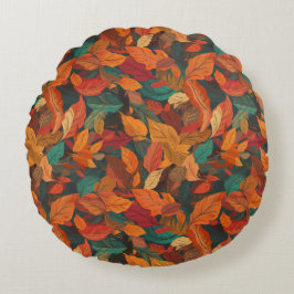 Cojín Redondo Hojas de otoño coloridas