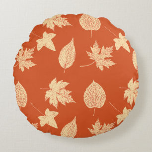 Cojín Redondo Hojas de otoño - naranja mandarín