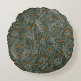 Cojín Redondo Hojas de palma y Naranjas