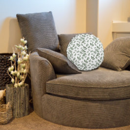 Cojín Redondo Hojas de patrón verdes