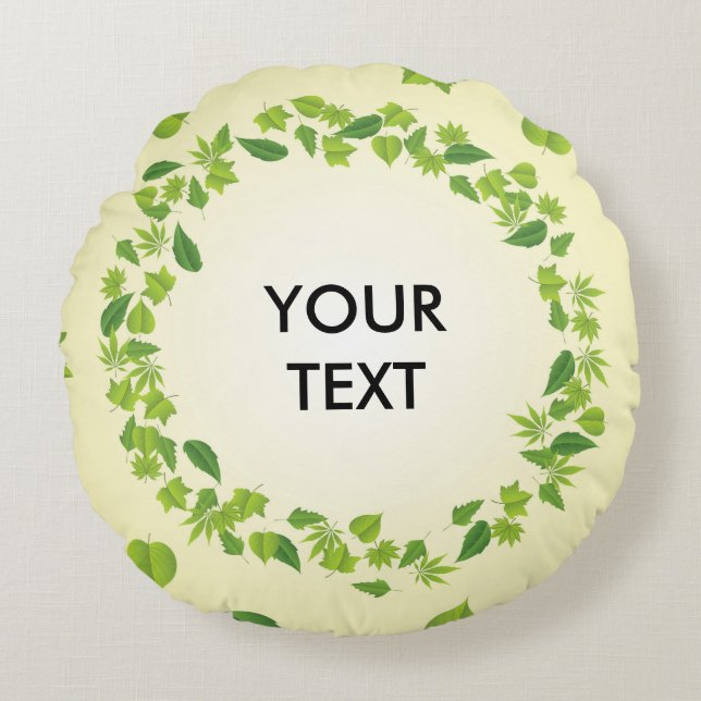 Cojín Redondo Hojas de primavera (Anverso)