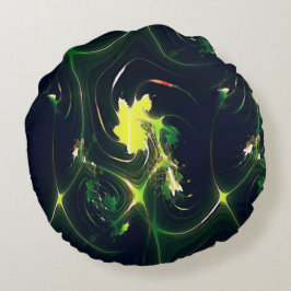 Cojín Redondo Hojas metálicas abstractas con trazas llamativas,