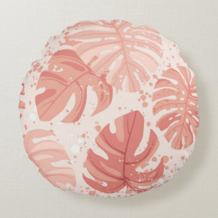 Cojín Redondo Hojas tropicales: patrón de cosecha a mano.