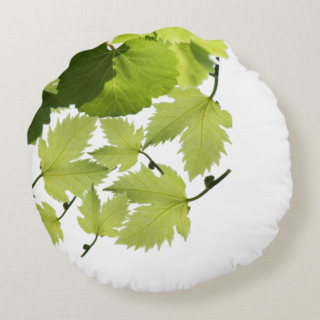 Cojín Redondo Hojas Verdes de Parra (Reverso)