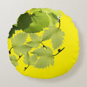 Cojín Redondo Hojas verdes de vid de uva