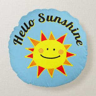 Cojín Redondo Hola Diseño de Sol Feliz y Lindo