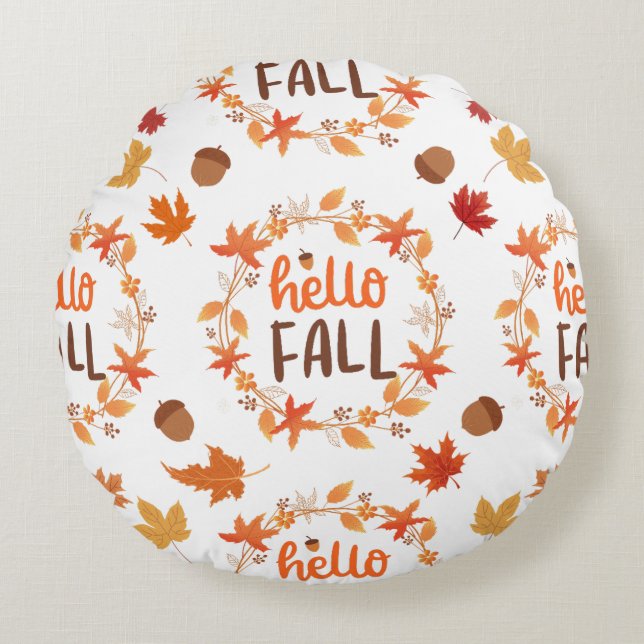 Cojín Redondo Hola Otoño El Otoño Deja Un Patrón Sin Maravillas (Anverso)