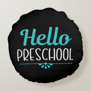 Cojín Redondo Hola profesor de primer día de clase preescolar