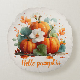 Cojín Redondo Hola Pumpkin Autumn Floral Design