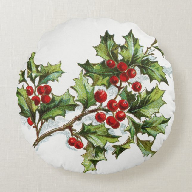Cojín Redondo HollyBerries 001 (Anverso)
