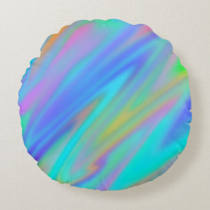 Cojín Redondo Holograma lujoso de lujo azul violeta