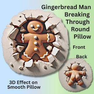 Cojín Redondo Hombre de pan de jengibre rompiendo la pared - Efe