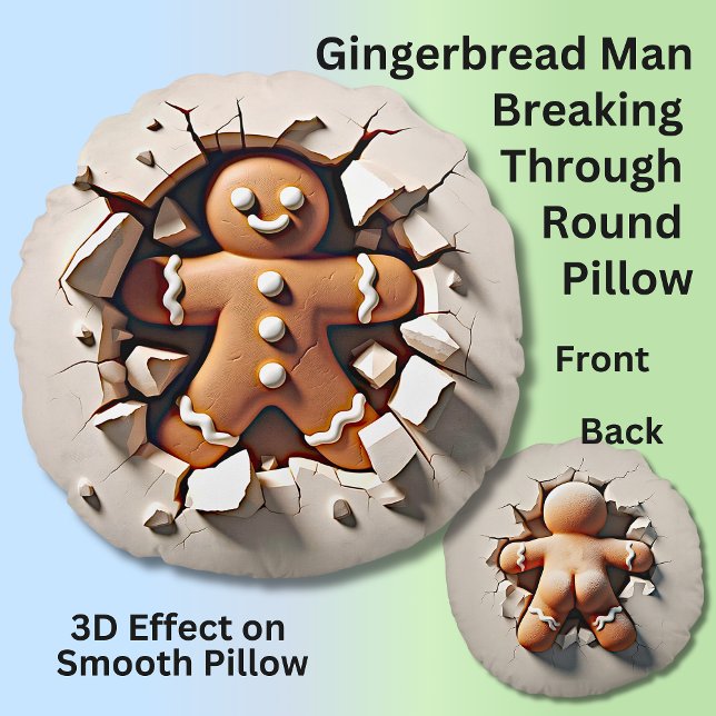 Cojín Redondo Hombre de pan de jengibre rompiendo la pared - Efe (Subido por el creador)