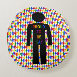 Cojín Redondo Hombre gay LGBTQ Silhouette y hombres arcoiris