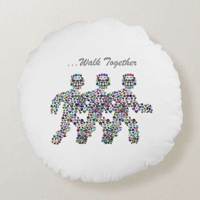 Cojín Redondo Hombres en movimiento (Reverso)