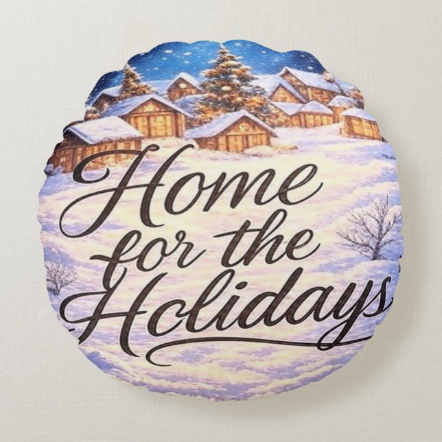 Cojín Redondo 'Home for the Holidays' Round Pillow (Anverso)