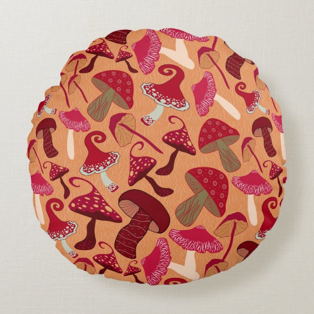 Cojín Redondo Hongos Cute (Anverso)