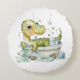 Cojín Redondo Hora de baño del dino lindo