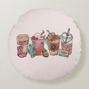 Cojín Redondo Hora del café de Cowboy