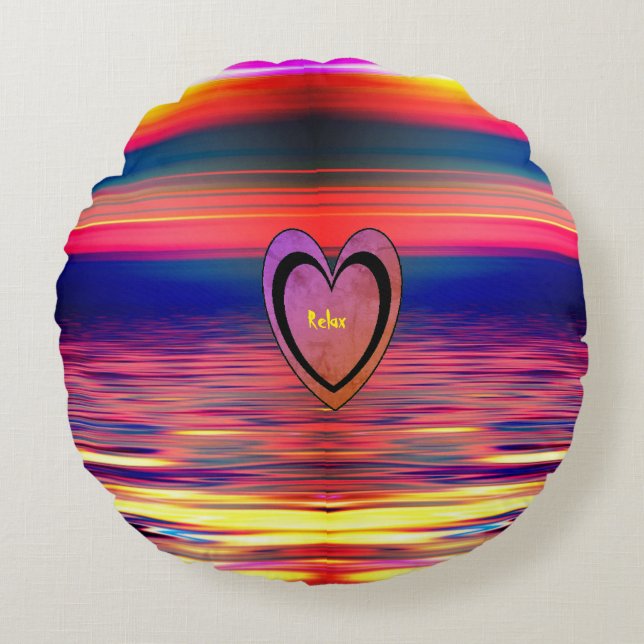 Cojín Redondo Horizonte abstracto - Pilar acento (Anverso)