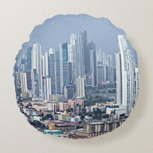 Cojín Redondo Horizonte de ciudad de Panamá