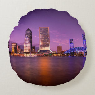 Cojín Redondo Horizonte de Jacksonville la Florida en la noche