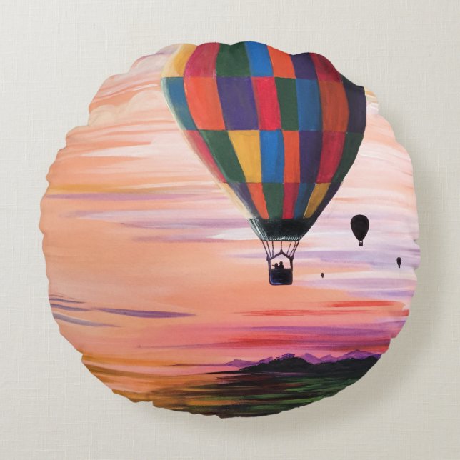 Cojín Redondo Hot Air Journey (Anverso)
