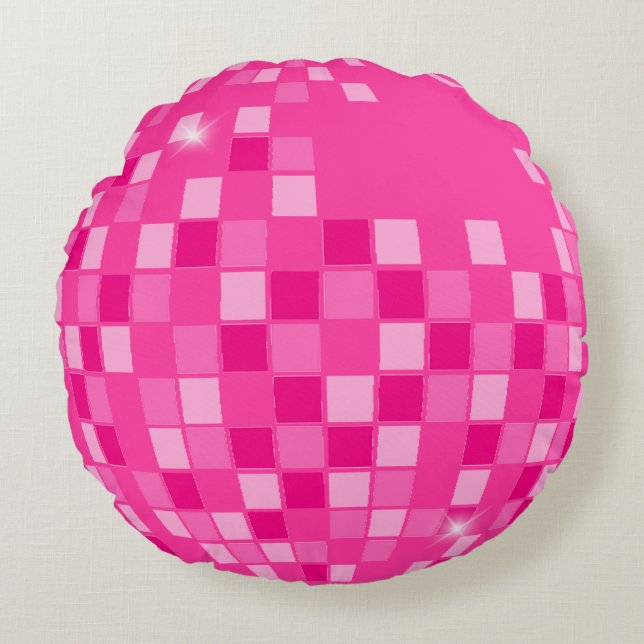 Cojín Redondo Hot Pink Disco Boogie (Anverso)