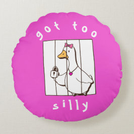 Cojín Redondo Hot Pink Got too Silly Funny Goose