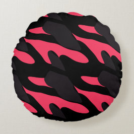 Cojín Redondo Hot pink, gray and black Camo abstract