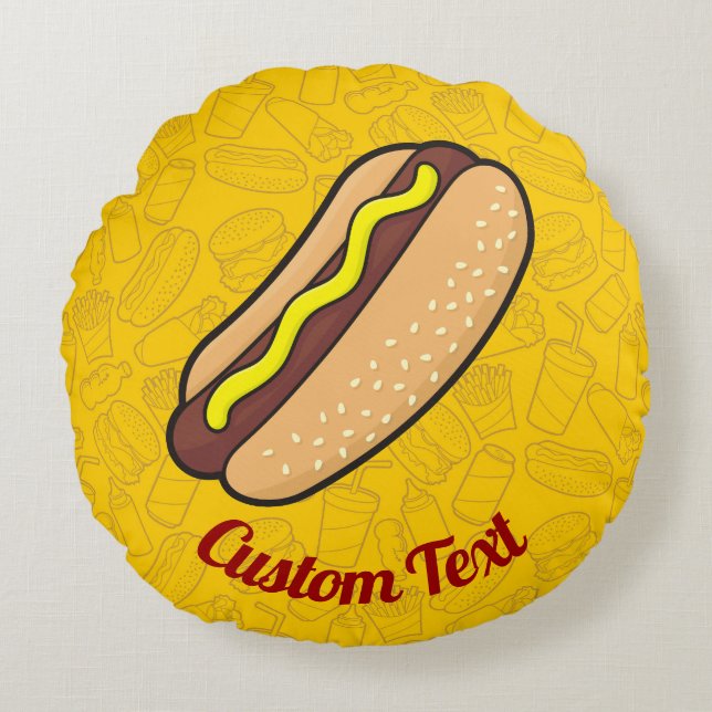 Cojín Redondo Hotdog Round Pillow (Anverso)