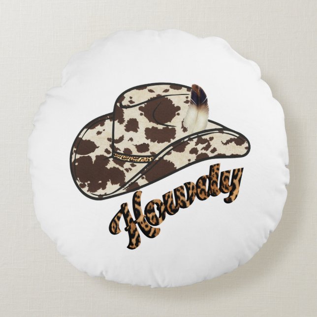 Cojín Redondo Howdy Gorra - Howdy Honey - Howdy (Anverso)