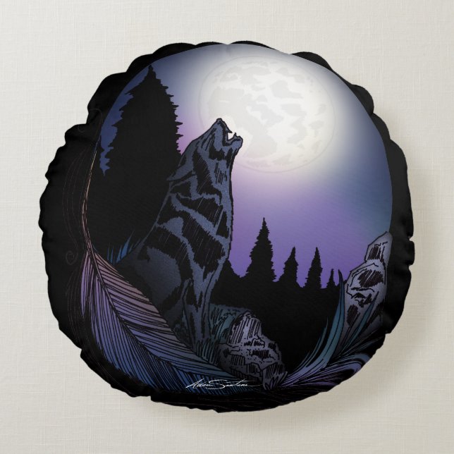 Cojín Redondo Howling Wolf (Anverso)
