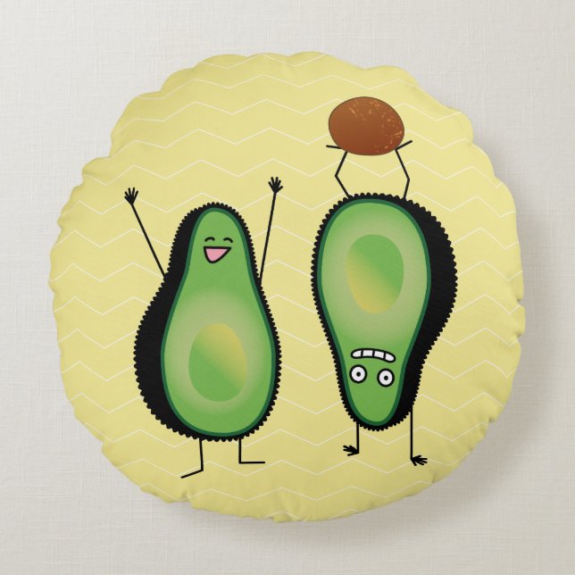 Cojín Redondo Hoyo verde divertido del handstand del aguacate (Anverso)
