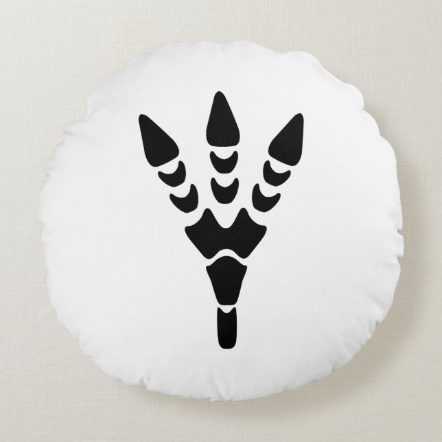 Cojín Redondo Huella aislada de dinosaurios (Anverso)