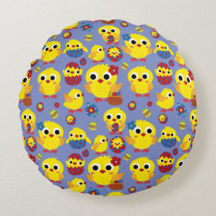 Cojín Redondo Huevos de Pascua Retro Hatch